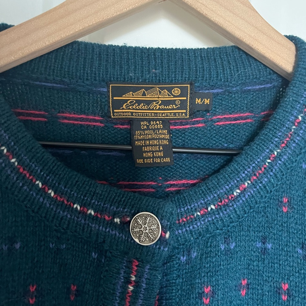 Eddie Bauer Women's Teal and Pink Cardigan